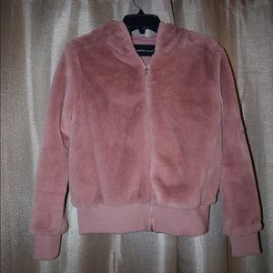 Blush Fur Bomber Jacket